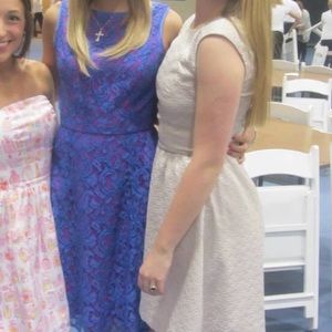 Adrianna Papell blue lace a line dress size 4